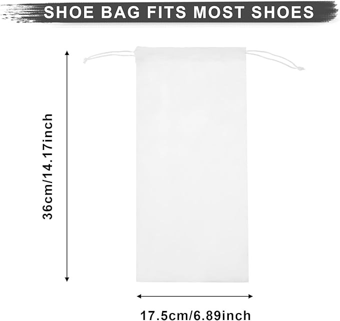 4 Pack Shoe Bags for Travel Satin Fabric Shoe Bag Portable Shoe Dust Bags with Drawstring Shoes Storage Bags 6.9" X 14" Cotton Drawstring Bags White Shoe Covers for Storing Shoes