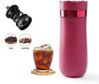 Portable Travel French Press Coffee Maker 12oz Portable French Coffee Maker and Tea Maker Double Walled Stainless Steel Vacuum Insulated Coffee Mug Great for Camping and Traveling (Rose)