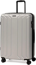 NONSTOP NEW YORK Luggage Expandable Spinner Wheels hard side shell Travel Suitcase Lightweight, TSA Lock, Double USB Port (Silver, 3-Piece Set (20/24/28))