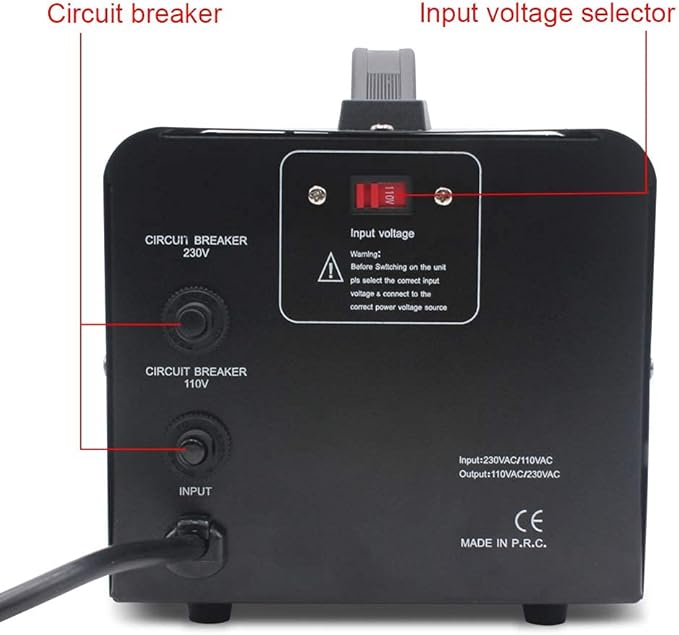 Cantonape Voltage Transformer Converter 1500 Watt Step Up/Down Convert from 110-120 Volt to 220-240 Volt and from 220-240 Volt to 110-120 Volt with 2 US Outlets, 2 Universal Outlets