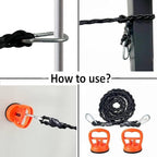 Bungee Cord Clothesline,Tri-Braided Cord Clothes Line,Portable Travel Clothesline Laundry Clothesline (with 2 Strong Suction Cups) for Home,Camping,Travel,Indoor or Outdoor Use - No hanger hook needed