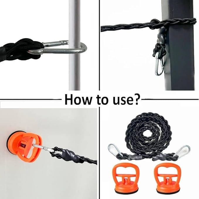 Bungee Cord Clothesline,Tri-Braided Cord Clothes Line,Portable Travel Clothesline Laundry Clothesline (with 2 Strong Suction Cups) for Home,Camping,Travel,Indoor or Outdoor Use - No hanger hook needed