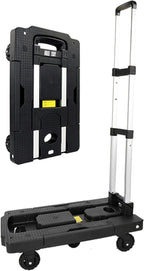 Sack Truck, Portable Folding Sack Truck, 5 Wheeled 360° Rotating Cart Heavy Duty Pushing/Pull Cart with 125kg Load Capacity, Car Luggage, Travel Platform Trolley