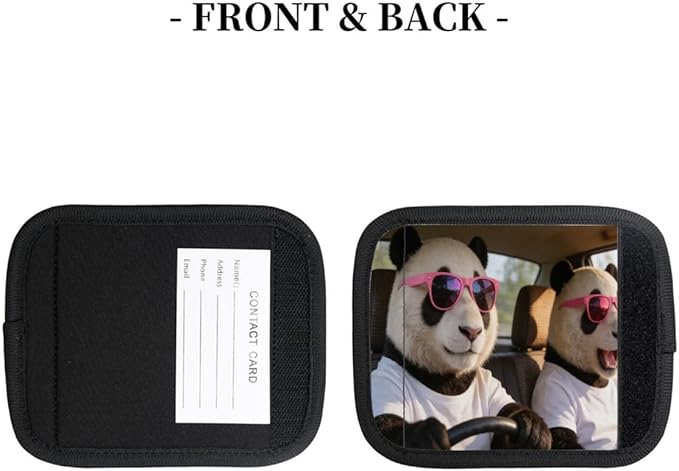 2 Pack Luggage Handle Wrap with Travel Tags - Non-Slip Protective Cover Soft Handle Grips Covers for Suitcase(Funny Panda)