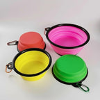 Silicone Foldable Pet Food Water Feeder, Collapsible Travel Bowl for Dog and Cat, Outdoor Portable (Yellow)