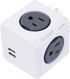 Surge Protector Power Board, 4 - Outlet Extender Multi - Plug Socket with 2 USB Charging Ports, 175 Joules Protection, Suitable for Homes, Offices, ETL - Certified (Grey)