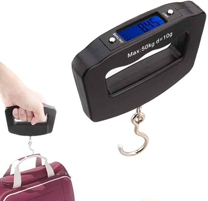 Digital Luggage Scale 110lb /50kg, Portable Mini Electronic Scale with Fishing Hook Tare Function Backlit LCD Display for Home Farm Factory Hunting Outdoor C42