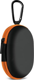 for Earbuds Carrying Case, Small Oval Storage Cases, Tech Pouch, Portable Storage Earbud Pouch Bag for Earbuds, in-Ear Headphones, Earphones, Headsets, Hearing Aids, USB Charging Cable, Orange