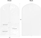 Univivi Dance Costume Bags Garment Bag 40 Inch Hanging Clothes for Dance Competitions, with 3 Medium Clear Zipper Pockets for Dance Costumes, Closet Storage (White) - 8 Pack