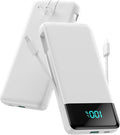 Portable Charger for iPhone with Built-in Cables and Wall Plug,Upgraded 13800mAh Fast Charging USB C Power Bank,4 Outputs Slim Travel Essential Battery Pack for iPhone 17/16/15/14/13,Galaxy,-White