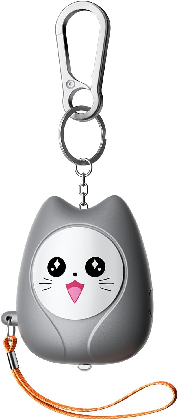 ESSAGER Personal Safety Alarm for Women, 130dB Loud Siren, Replaceable Battery, Built-in LED Light, Portable Keychain & Carabiner. Self Defense Security Alarm for Kids, Seniors (Gray)