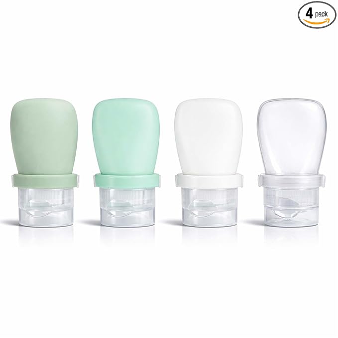 1 oz Silicone Travel Bottles, Leakproof Squeeze Bottle Mini Travel Size Container for Toiletries Lotion Shampoo and Conditioner Liquid Salad Dressing to go Condiment, TSA Approved, 4 Pack