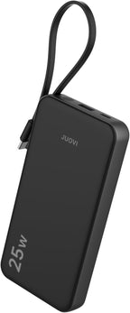 JUOVI 25w Portable Charger 10000mAh Power Bank with Built-in USB C Cable, Battery Pack Charger Portable LED Display Tavel Essential Phone Charger Compatible with iPhone 17/16/15 Series, Samsung, iPad