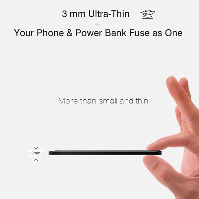 WALLFID MagPatch Magnetic Power Bank Adapter | 3 Sizes for MagSafe Phones | 3mm Thin with N52 Magnet | Includes 10cm 60W Type-C Cable | Magnetic Adapter (Black, Standard)