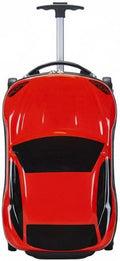Kids Car Shaped Luggage Telescopic Handle Child's Sit on Suitcase Lightweight 3D Cartoon Car Suitcase for Young Children, Vacation, Airport, Red