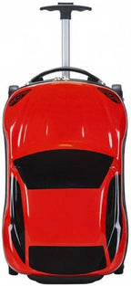 Kids Car Shaped Luggage Telescopic Handle Child's Sit on Suitcase Lightweight 3D Cartoon Car Suitcase for Young Children, Vacation, Airport, Red