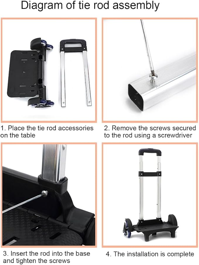 6 Backpack Trolley Foldable Cart with Telescopic Handle Luggage Travel Hand for School Bags Foldable with