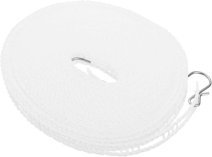 uxcell Portable Clothesline, 26.25ft Nylon Windproof Non-Slip Washing Line Rope for Courtyard Outdoor Travel Camping Laundry Drying, White