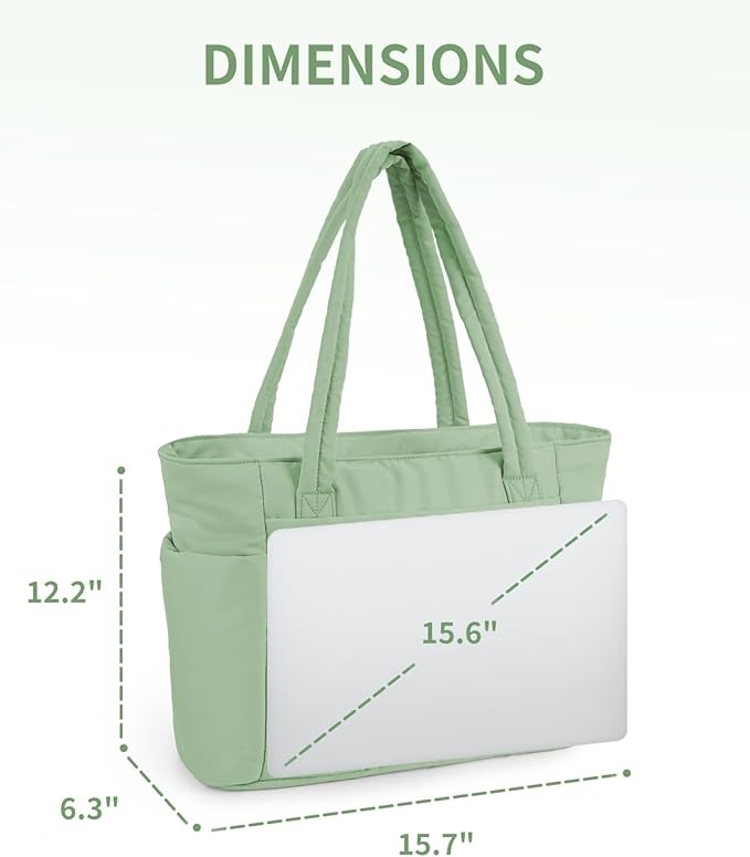 Wandering Nature Puffer Tote Bag with Cup Holder & Laptop Compartment & Trolley Sleeve for Travel, Work, Nurse, Women
