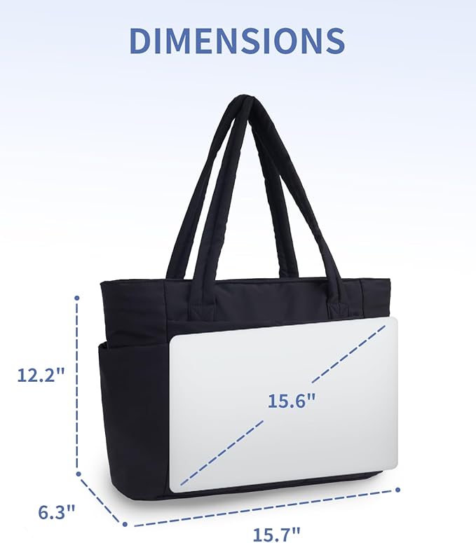 Wandering Nature Puffer Tote Bag with Cup Holder & Laptop Compartment & Trolley Sleeve for Travel, Work, Nurse, Women