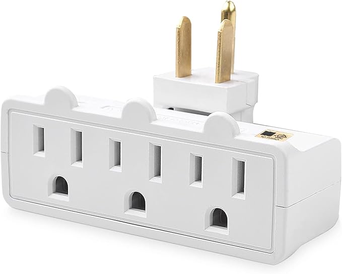 Multi Plug Outlet Splitter, 3 Outlet Adapter Grounded 180 Degree Swivel Wall Plug Outlet, UL Listed 3-Outlet Extender, Grounded Wall Tap Power Plug Expander for Household Appliances (1 Pack)