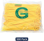 XINGO 8 Inch Yellow Cable Zip Ties (500 Pack), 40 Lbs Tensile Strength-Heavy Duty, Self-Locking Nylon Plastic Nylon Wire Ties for indoor and outdoor use