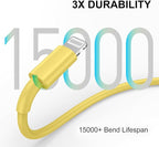FUPYWP Car iPhone Carplay Cable, Car Charger Cord, USB A to Lightning Cable Fast Charging & Data Transfer for iPhone 14/13/12/11 Pro Max XR XS X 8 7 6 Plus SE Tangle-Free,3ft Yellow