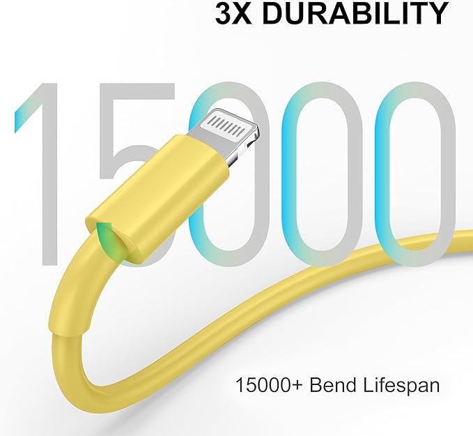FUPYWP Car iPhone Carplay Cable, Car Charger Cord, USB A to Lightning Cable Fast Charging & Data Transfer for iPhone 14/13/12/11 Pro Max XR XS X 8 7 6 Plus SE Tangle-Free,3ft Yellow