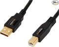 Amazon Basics 24-Pack High-Speed USB 2.0 Cable, USB-A to USB-B for Printers or External Hard Drive, Gold-Plated Connectors, 6 Foot, Black