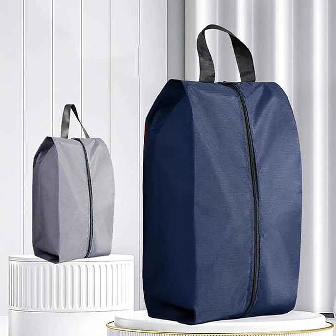 5Pcs XL Travel Shoe Bags Portable Travel Gifts Shoe Organizer with Zipper Closure, Waterproof Nylon Shoe Storage Organizer with Handle Travel Bags For Men and Women, Navy