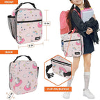 opux Premium Insulated Lunch Box, Soft School Lunch Bag for Kids Girls, Leakproof Small Lunch Pail Women Work, Reusable Compact Cooler Tote Lunchbox for Office, Pink Unicorn