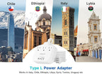 Italy Travel Plug Adapter with 3FT Extension Cord, meta-ant Italy Power Adapter with 3 American Outlets 4 USB Ports(2 USB-C), Type L Adapter for US to Italy Chile Ethiopia Libya Syria Tunisia Uruguay