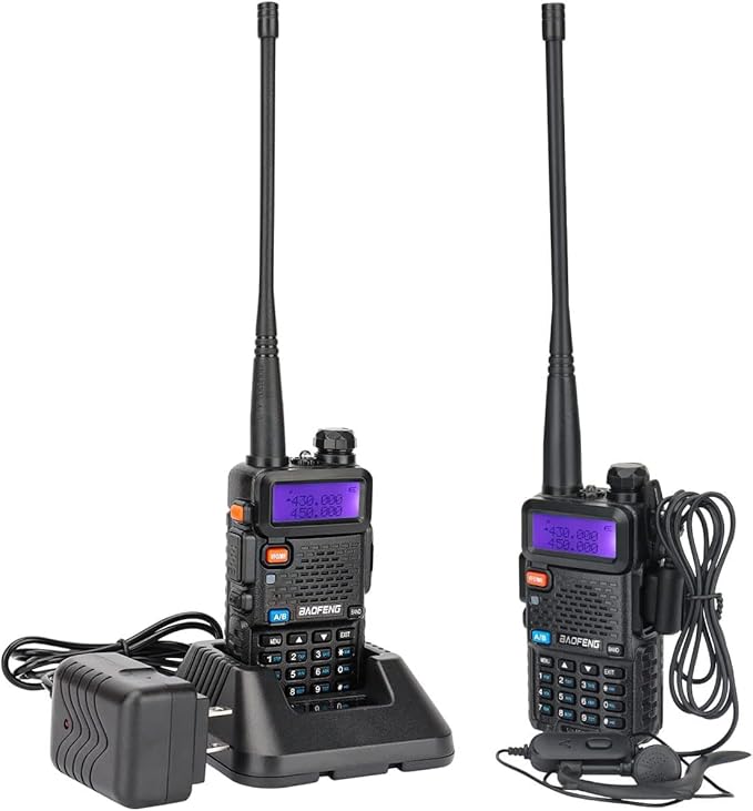 Baofeng UV-5R Radio Ham Radio Handheld UV5R Long Range Dual Band Rechargeable High Power Two Way Radio Walkie Talkies with 1800mAh Li-ion Battery and Earpiece for Hunting Camping Survival Gear,2 Pack