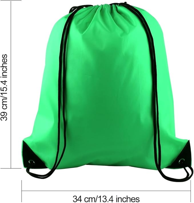 KUUQA 20Pcs Drawstring Backpack Bag Bulk Green Drawstring Bags String Backpack Sport Gym Sack Bags Foldable Storage Bag for Women Men Shopping Gym Travel Sports
