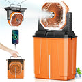 Orteen Portable Misting Fan, Rechargeable Outdoor Cooler, Battery Operated Personal Fan with3 Speeds & 8L Bucket for Patio, Camping,Hiking, Backyard, Travel, Desk,Pool, Beach