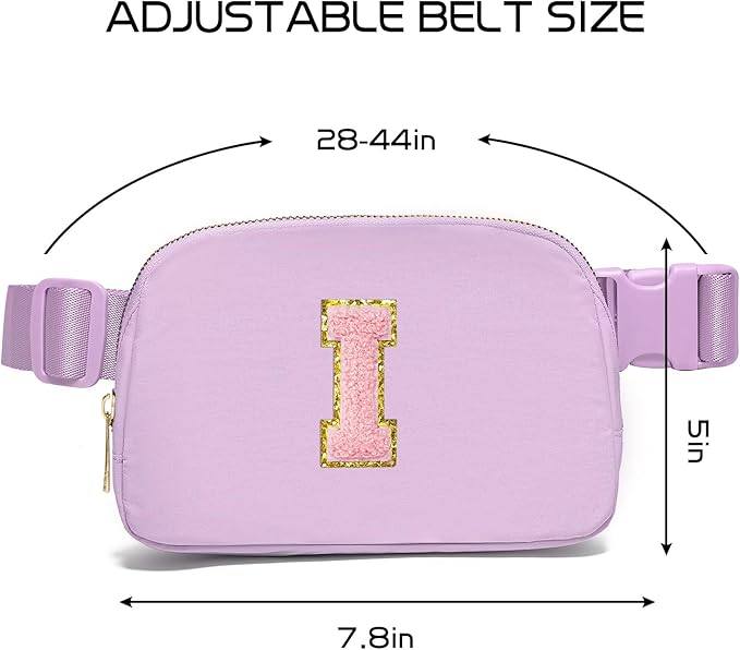 Gitus Initial Belt Bag Fanny Pack Crossbody Bag for Girls Birthday Gifts Age 8-10 Teen Girl Gifts Trend Stuff Personalized Letter Gifts for Daughter Sister (Lavender-I)