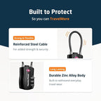 2 Pack TSA Approved Travel Combination Cable Luggage Locks for Suitcases & Backpacks - Black