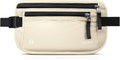 VULKIT Money Belt for Travel, Hidden Passport Holder, Anti-Theft Travel Wallet Under Clothes, RFID Blocking Waist Pouch, Undercover Fanny Pack, Cream White