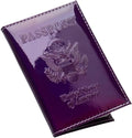 Chrome Passport Cover Vaccine Card Holder Combo, Passport Holder with Vaccine Card Slot (Purple)