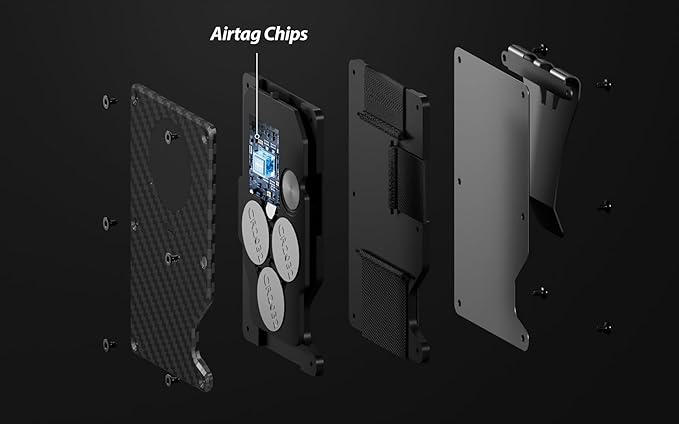 Air Wallet,Minimalist Wallet With Built In Airtag Chip, Rfid Blocking Credit Card Holder,Slim Wallet For Men,Compatible With Apple Find My Ios Only,Detachable Money Clip (Minimalist, Carbon Fiber)
