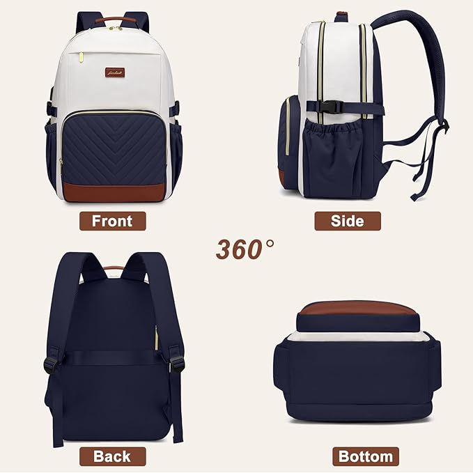 Focdod Laptop Backpack for Women Bookbag: 15.6 inch Work Backpacks with Pouch Pocket for Large Capacity Cup & USB Charger College Book Bag Travel Business Nurse Teacher Bookbags Anti-theft Back Pack