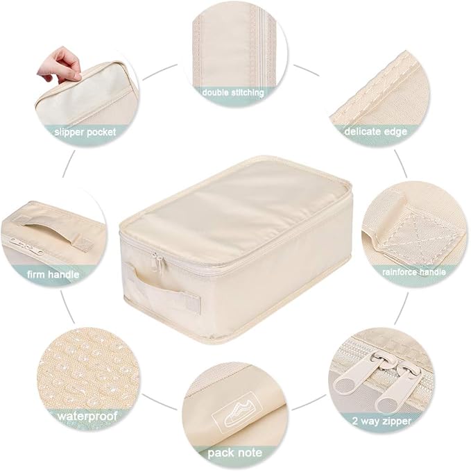 JJ POWER Travel Shoe Bags, Foldable Waterproof Shoe Pouches Organizer-Double Layer (2 Pink Shoe Bags)