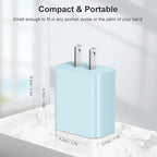 USB C Charger Block Charging Block Type C Charge 20W Wall Chargers 4 Pack for iPhone 16/16 Plus/16 Pro/16 Pro Max/iPhone 15/15 Pro/15 Pro Max/14/13/12 Pro/Samsung//Android(Blue)