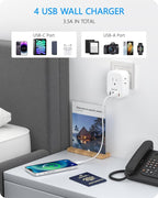 LENCENT South Africa Plug Adapter, Type M Adapter For South Africa with 4 American Outlets, 4 USB Ports(2 USB C), Type M Plug Converter for US to Bhutan Botswana Namibia Lesotho Nepal Sri Lanka