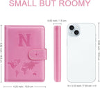 Passport Holder Cover Initail Letter A-Z Travel Wallet Embossed Design RFID Blocking Card Holder Personalized Gift Passport Cover Wallet, Passport Book Holders for Women and Girls, Pink-N