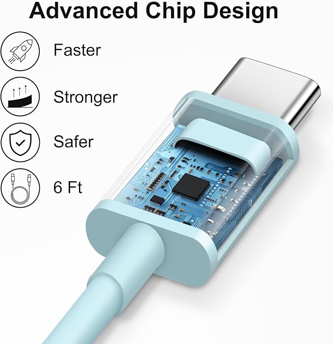iPhone 17 16 15 Charger Fast Charging 6FT - 20W USB C Charger Block with 6FT Type C to C Cable Compatible with iPhone 17/17 Pro/17 Pro Max/Air/16/16e/15, iPad Pro, iPad Air (Blue)