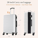 Sweetcrispy Carry on Luggage, Hard Shell ABS Suitcase with Double Spinner Wheels, Lightweight Expandable Rolling Suit Case with TSA Lock, 21 Inch Milky-White