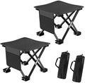 2 Pairs Camping Stool, 13 InchLightweight Folding Camping Chair, Lightweight Folding Stool Seat with Side Pocket and Carry Bag for Outdoor Hiking, Fishing, Picnic, Beach and Lawn Party