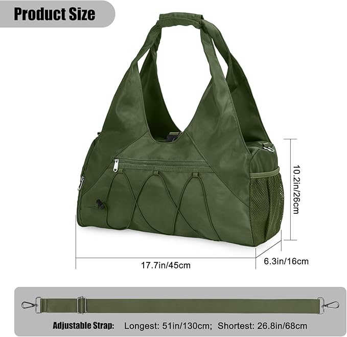 Forestfish Gym Bag For Women With Yoga Mat Holder & Shoe Compartment & Wet Dry Storage Pocket & Adjustable Strap
