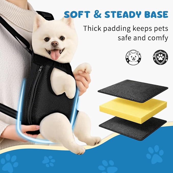 Mosago Dog Backpack Carrier, Adjustable Pet Front Carrier with Thick Padded Bottom Support, Legs-Out Chest Carrier for Small to Medium Dogs 7–11 lbs, Easy Fit for Walking, Hiking, Camping, Traveling